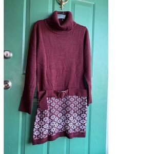 Venus large maroon belted sweater dress